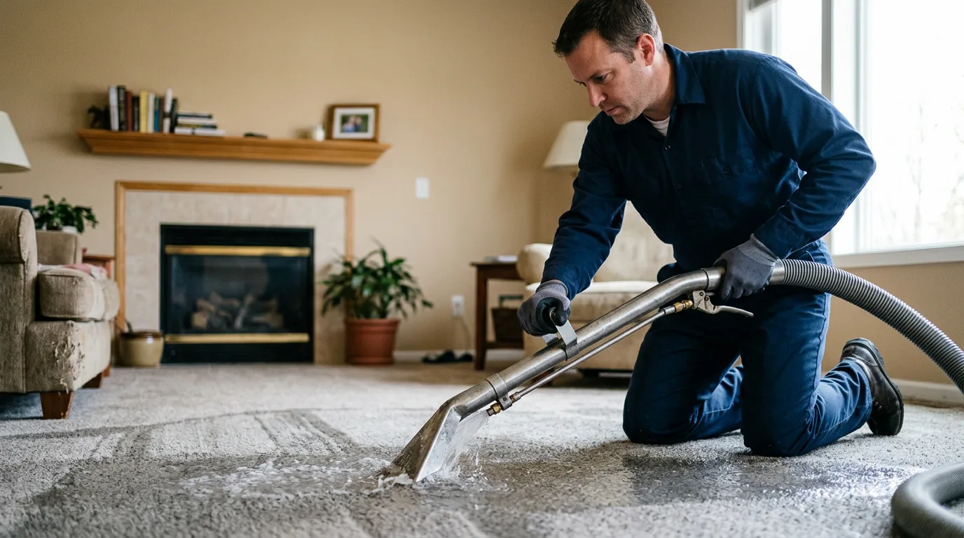 Water damage restoration technician working near Worthington, WV